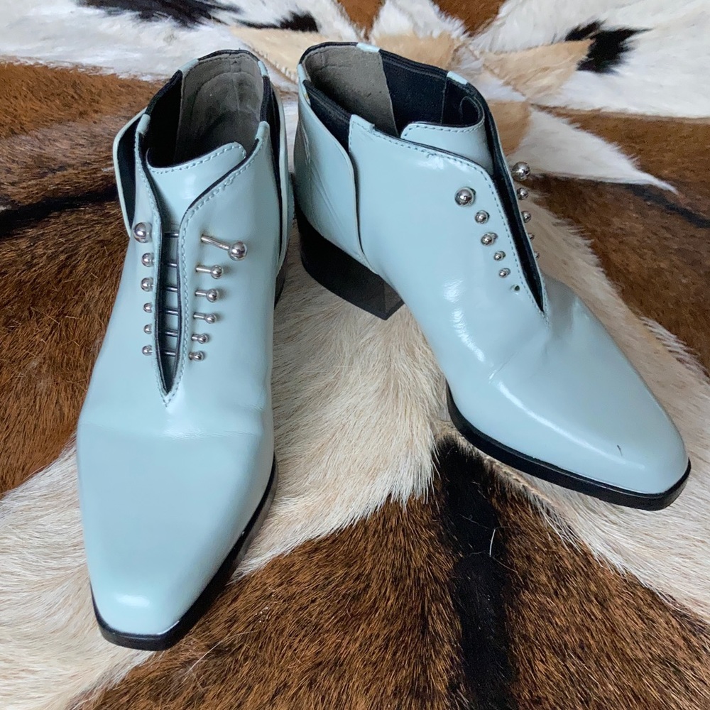 3.1 Philip Lim Gray/Blue Punk Barbell Chelsea Boots